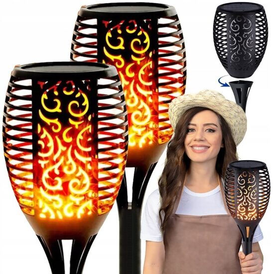 Lauko šviestuvai su įkraunama saulės baterija Flame, 51 cm., 2 vnt.