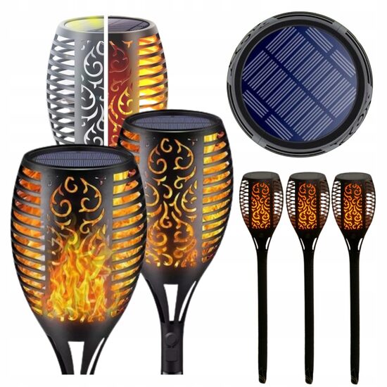 Lauko šviestuvai su įkraunama saulės baterija Flame, 51 cm., 4 vnt.