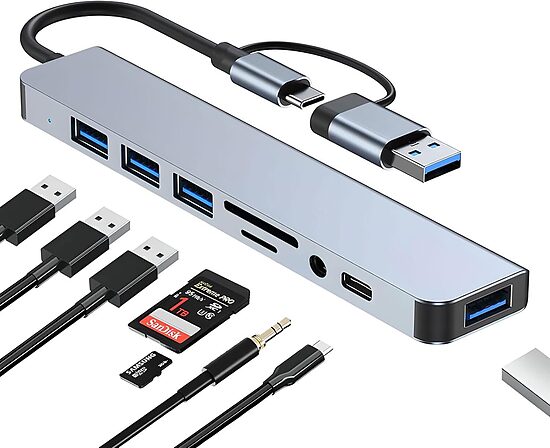 USB adapteris su jungtimis, daugiafunkcinis 8in1, special edition