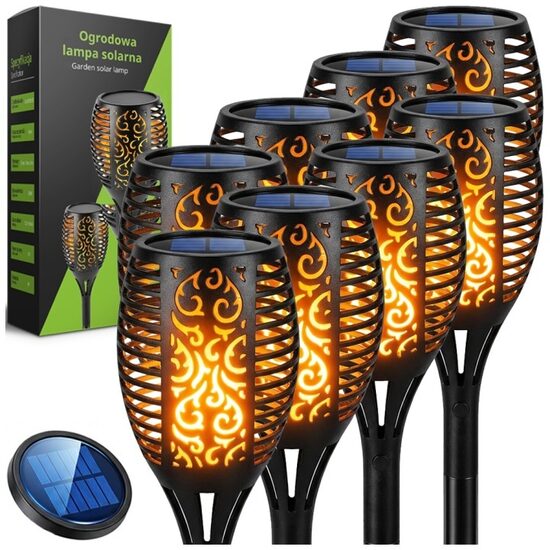 Lauko šviestuvai su įkraunama saulės baterija Flame, 51 cm., 8 vnt.