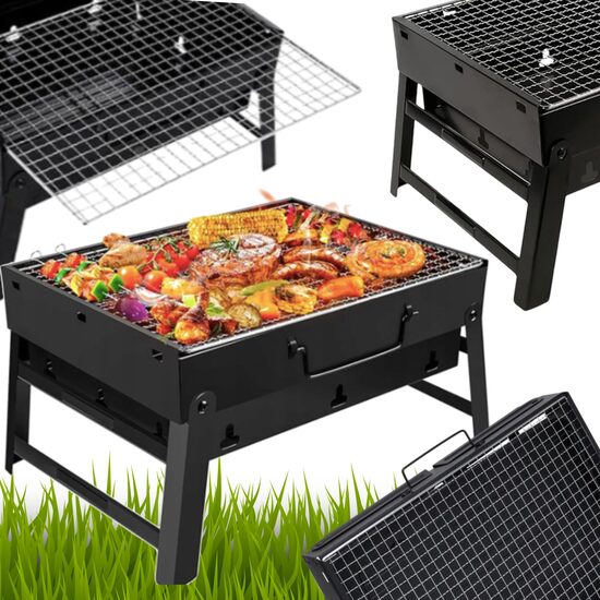 Nešiojamas sulankstomas anglinis Grilis BBQ, lagaminas