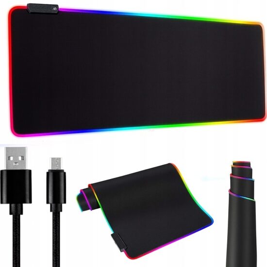 Pelės ir klaviatūros kilimėlis su LED, XXL 90 cm