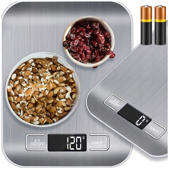 Skaitmeninės virtuvės Svarstyklės LCD ekranu, nerūdijančio plieno svarstyklės, 10 kg 
