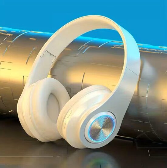 Sulankstomos „Bluetooth“ belaidės ausinės su LED apšvietimu, white edition