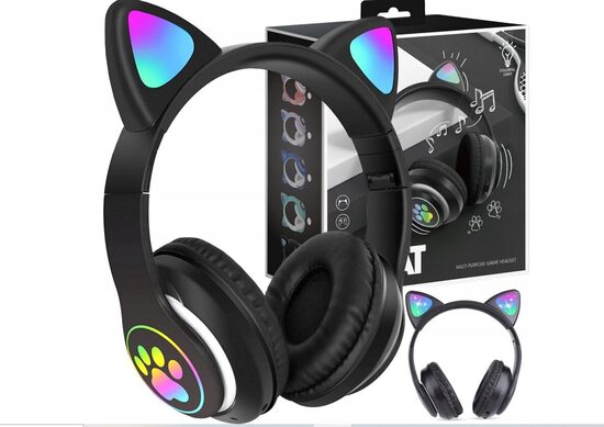 Ausinės Cat LED Bluetooth, black edition