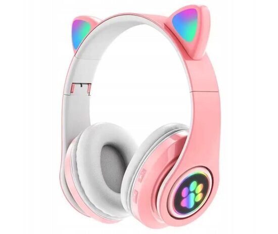 Ausinės Cat LED Bluetooth, pink edition