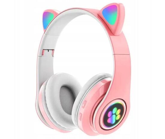 Ausinės Cat LED Bluetooth, pink edition