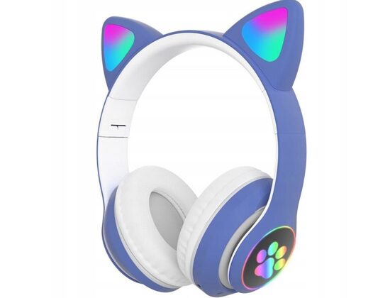 Ausinės Cat LED Bluetooth, blue edition