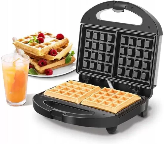 Vaflių - blynų keptuvė, belgiškų vaflių keptuvė, 1000W, black edition