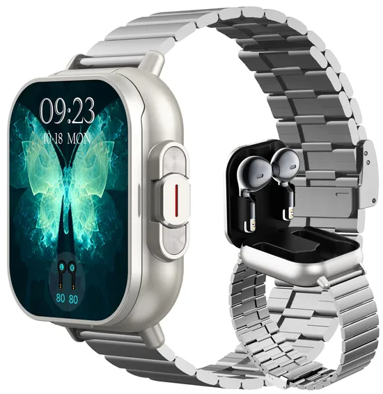 Išmanusis Laikrodis 2 in 1 su integruotomis belaidėmis Ausinėmis Smart-grey