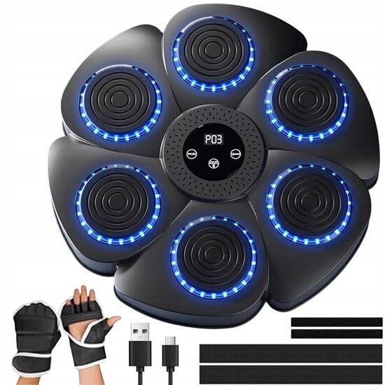 Išmani bokso lenta su LED šviesa Bluetooth, boksas su 6 taikiniais + bokso pirštinės
