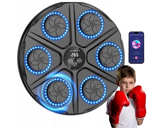Išmani bokso lenta su LED šviesa Bluetooth, boksas su 6 taikiniais + bokso pirštinės