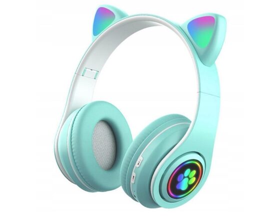 Ausinės Cat LED Bluetooth, mint edition