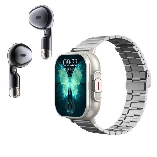 Išmanusis Laikrodis 2 in 1 su integruotomis belaidėmis Ausinėmis Smart-grey