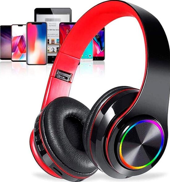 Sulankstomos „Bluetooth“ belaidės ausinės su LED apšvietimu, black edition